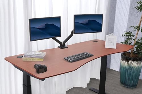 71" x 33" Electric Height Adjustable Stand up Desk with Curved Grey Top and Black Frame H50374