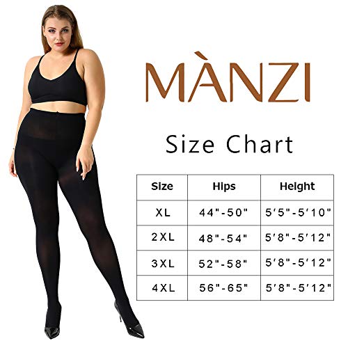 2 Pairs Control Top High Waist Plus Size Tights D917726