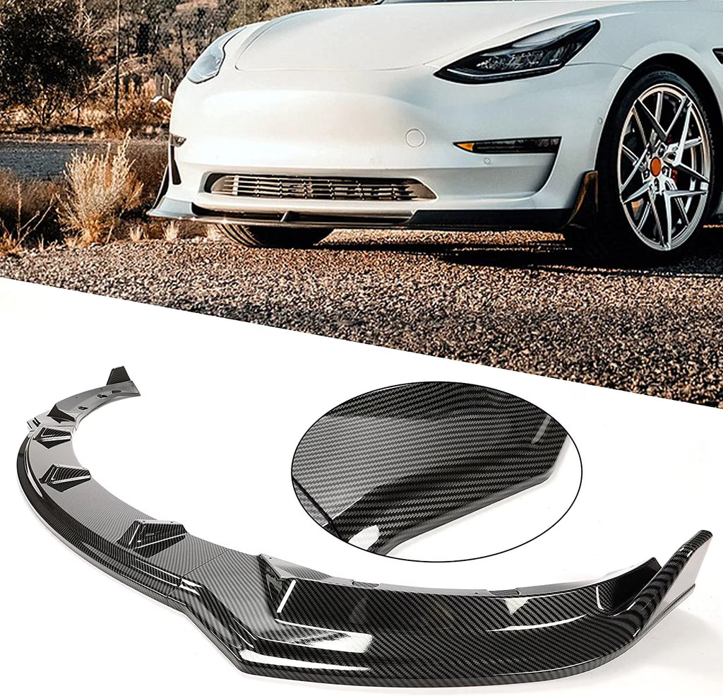 Carbon Fiber Printing Front Bumper Lower Lip Splitter Kit 3PCS I738