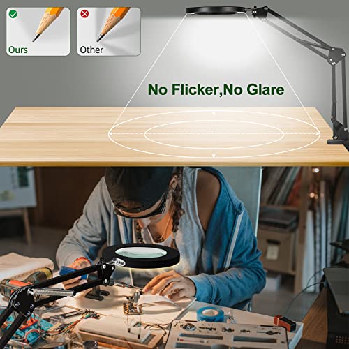 10X Magnifying Desk Lamp with Clamp, White I285
