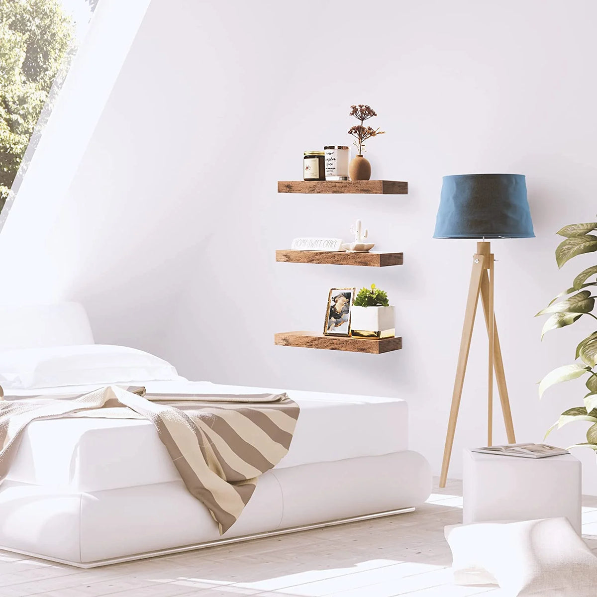 Mahogany Wall Mount Floating Shelf 3 Shelves M2350