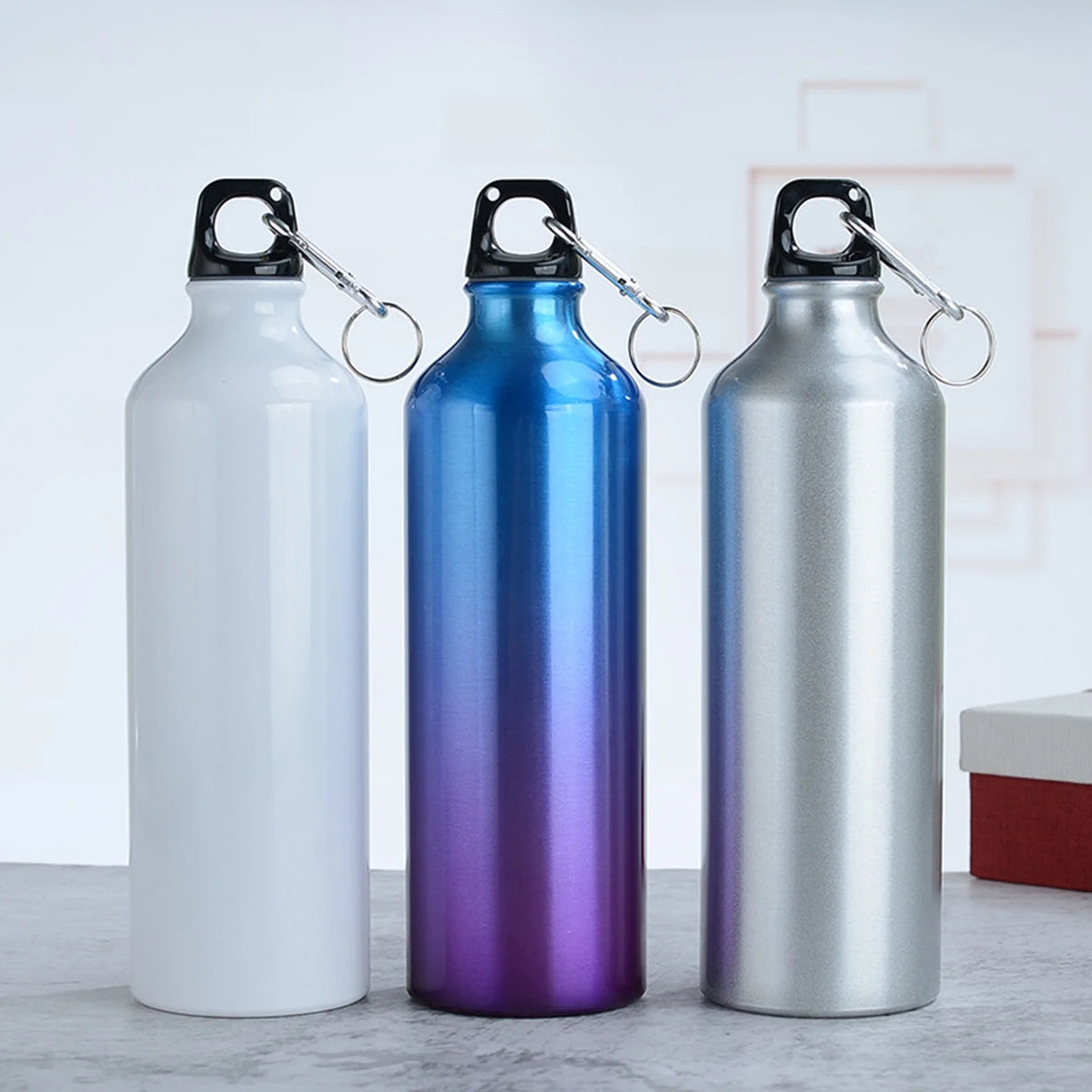 750Ml Portable Aluminum Bottle With Carabiner W859