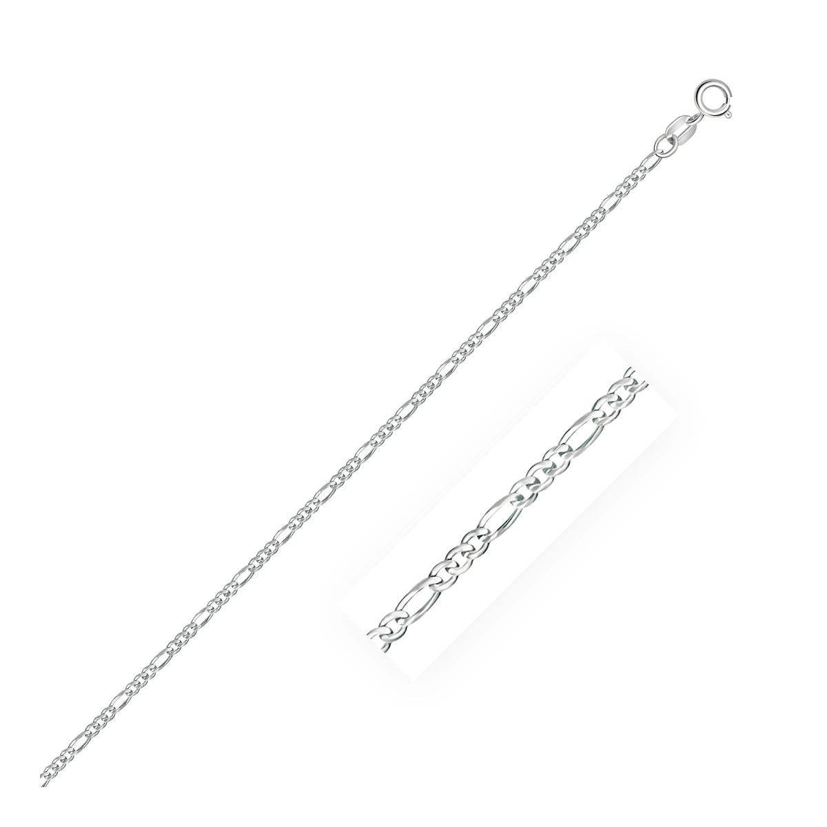 14K White Gold Solid Figaro Chain 20'' L747