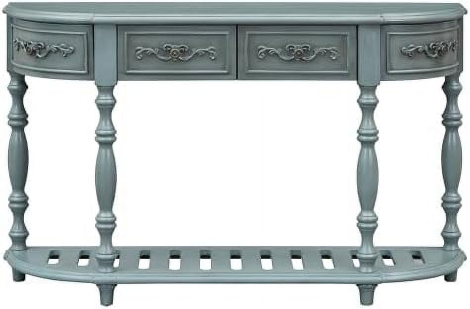 Retro Curved Console Table with 2 Top Drawers and Solid Wooden Frame Y831330