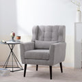 Chenille Upholstered Accent Chair with Pillow, Solid Wood Leg S498
