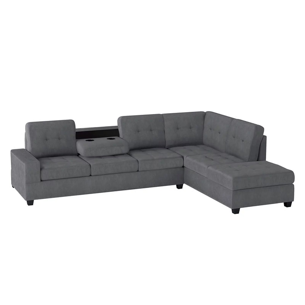 Dark Gray Microfiber Sectional Sofa R45414