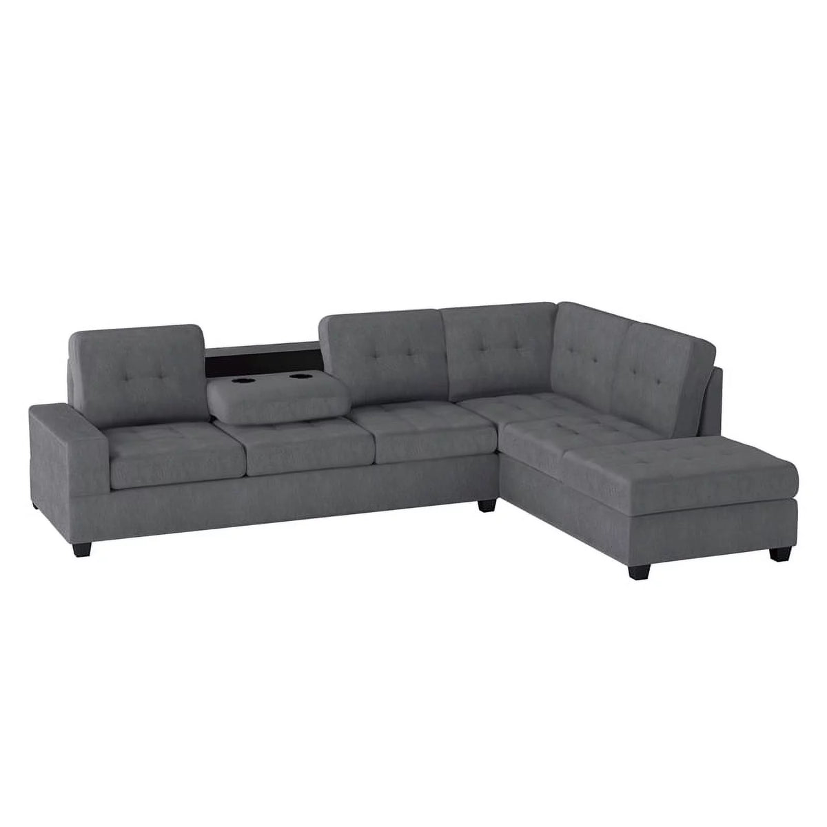 Dark Gray Microfiber Sectional Sofa R45414