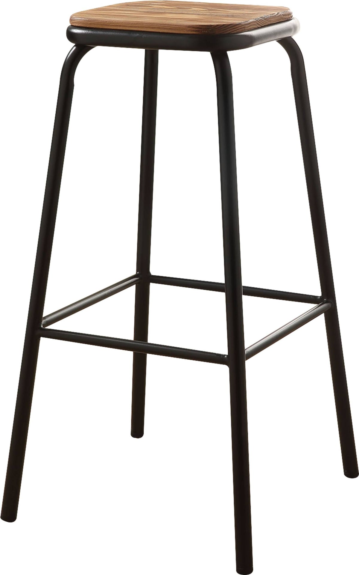 Natural & Black Bar Stool Set of 2 U7523