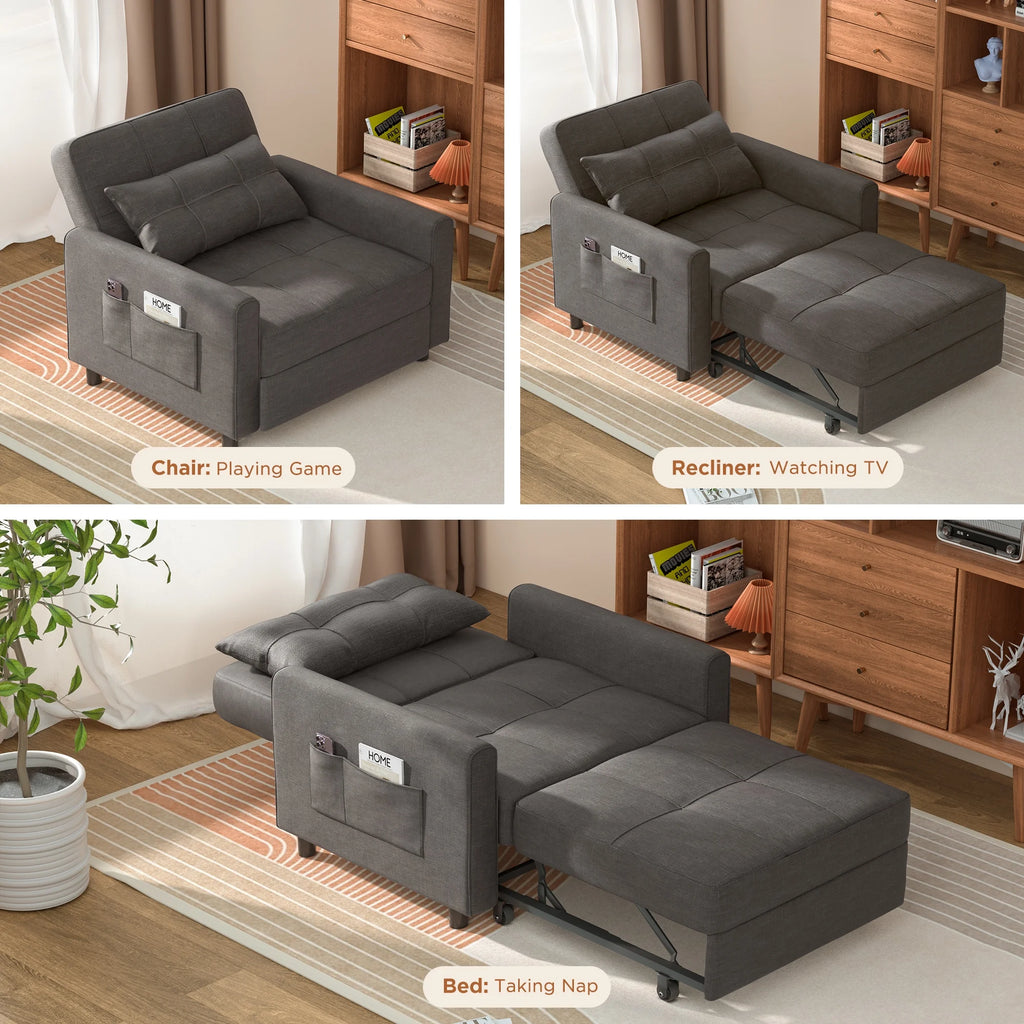Light Gray Convertible Sofa Bed G19026