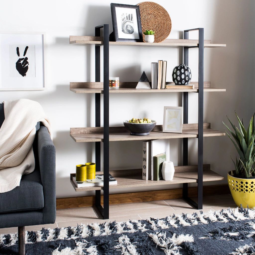Oak Black 4 Tier Etagere C30370