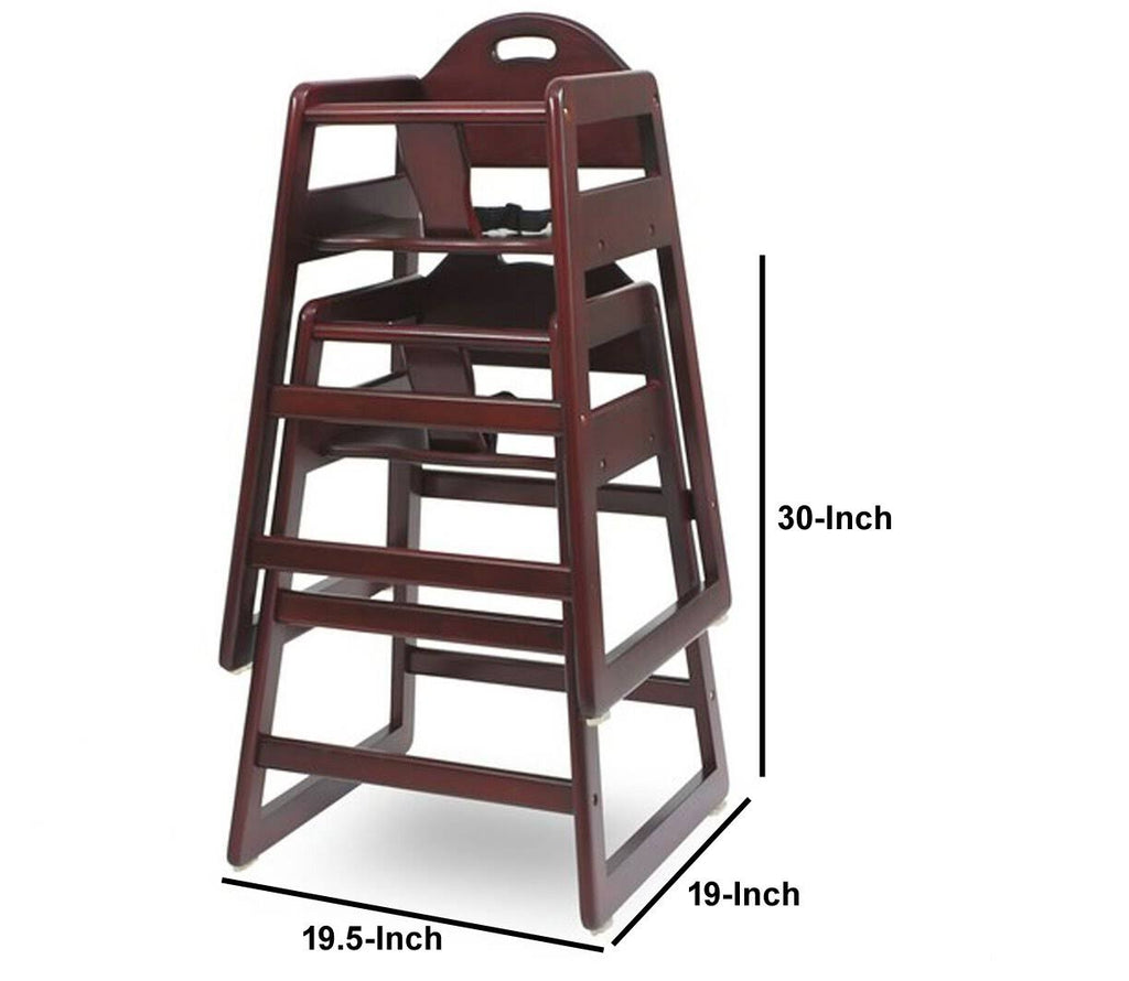 Cherry Brown Wooden High Chair with Safety Belt U811