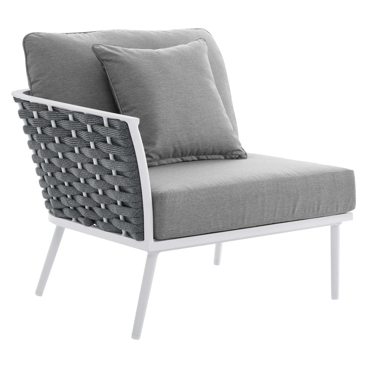 4 Piece White Gray Aluminum Patio Sectional Sofa Set K942726