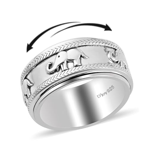 925 Sterling Silver Fidget Ring Spinner Ring Moon Star Platinum Plated Jewelry Y84473