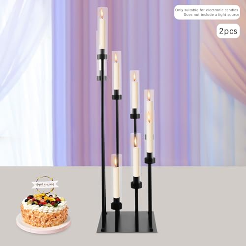 2 Pack Black 8 Arms Floor Candelabra D89394