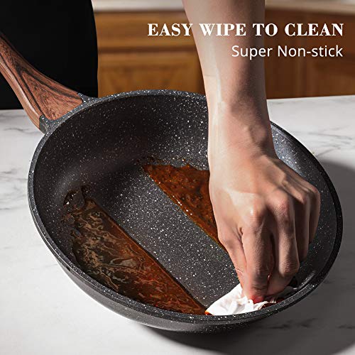 Nonstick Frying Pan Skillets, Swiss Granite Coating, PFOA Free (9.5+11+12.5 Inch) B182822