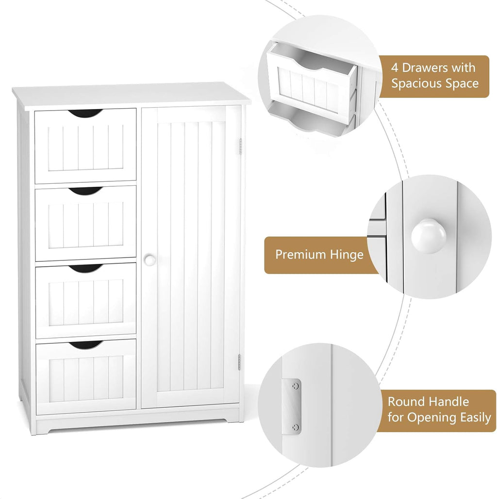 Bathroom Floor Cabinet with 4 Drawers and Door Y7605