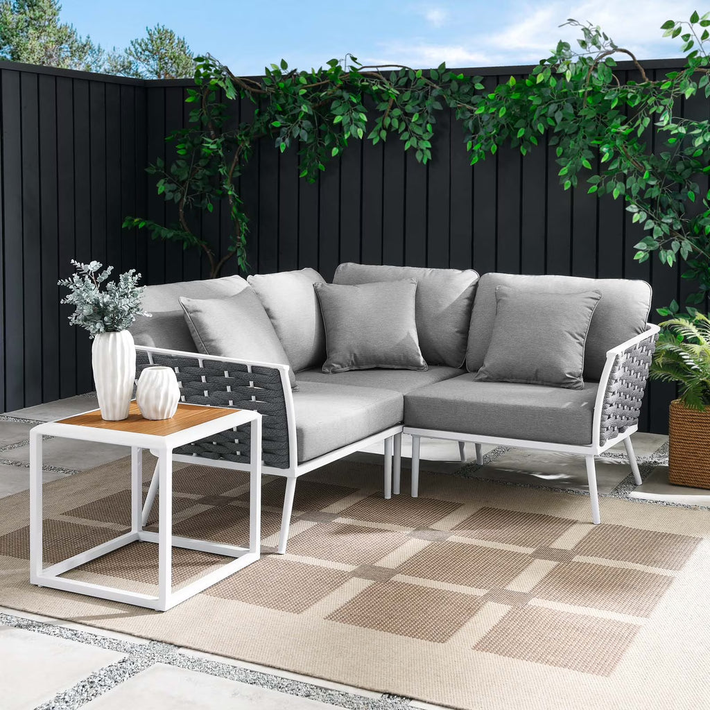4 Piece White Gray Aluminum Patio Sectional Sofa Set K942726