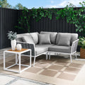 4 Piece White Gray Aluminum Patio Sectional Sofa Set K942726
