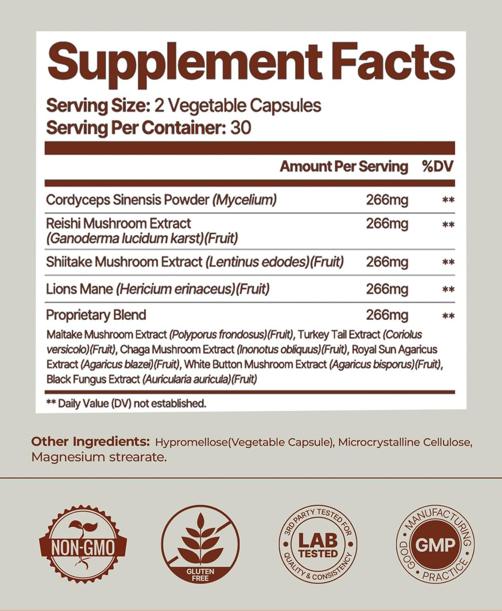 60 Vegan Capsules Mushroom Complex Y3717