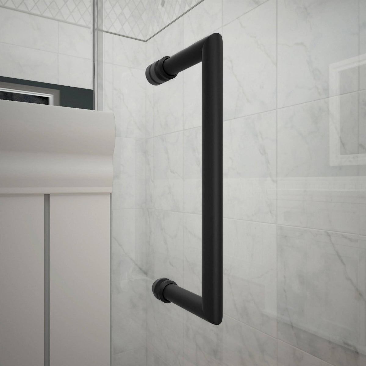 Frameless Hinged Shower Door Satin Black U428
