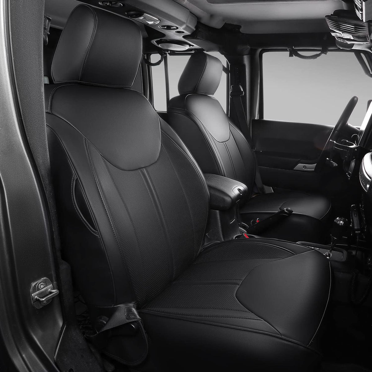 Black+Red PU Leather Seat Covers for Jeep Wrangler JK 4 Door J70034