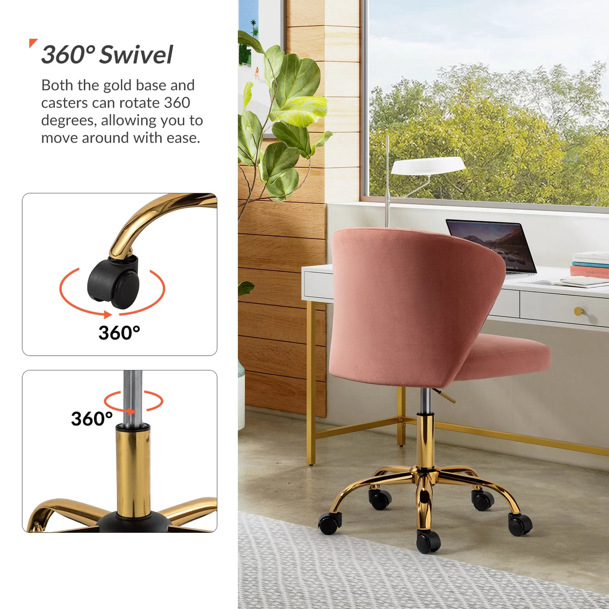 Velvet Swivel Task Office Chair S8785