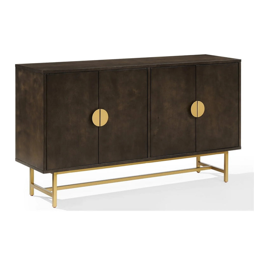 Dark Brown/Gold Wood/Steel Sideboard E3560
