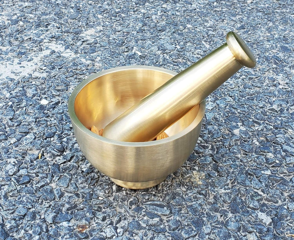 Brass Mortar Pestle Set, 4.5 Inches Q992
