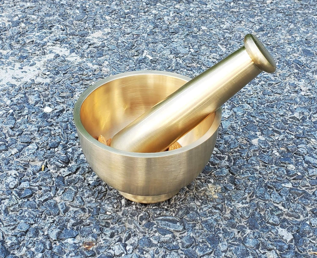 Brass Mortar Pestle Set, 4.5 Inches Q992