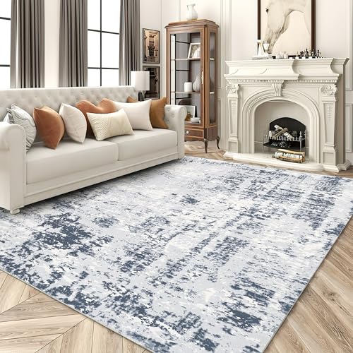 8x10 ft Grey Faux Wool Non Slip Area Rug G8454