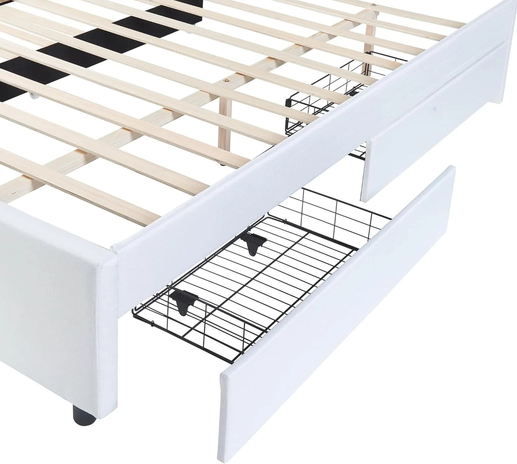 Queen Size Upholstery Platform Bed with 2 Storage Drawers and Trundle G553321