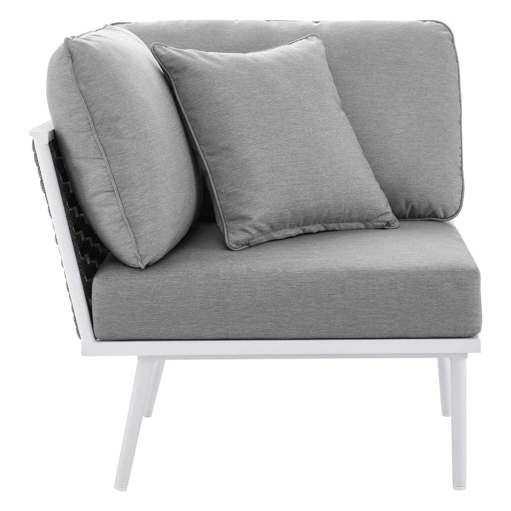 4 Piece White Gray Aluminum Patio Sectional Sofa Set K942726