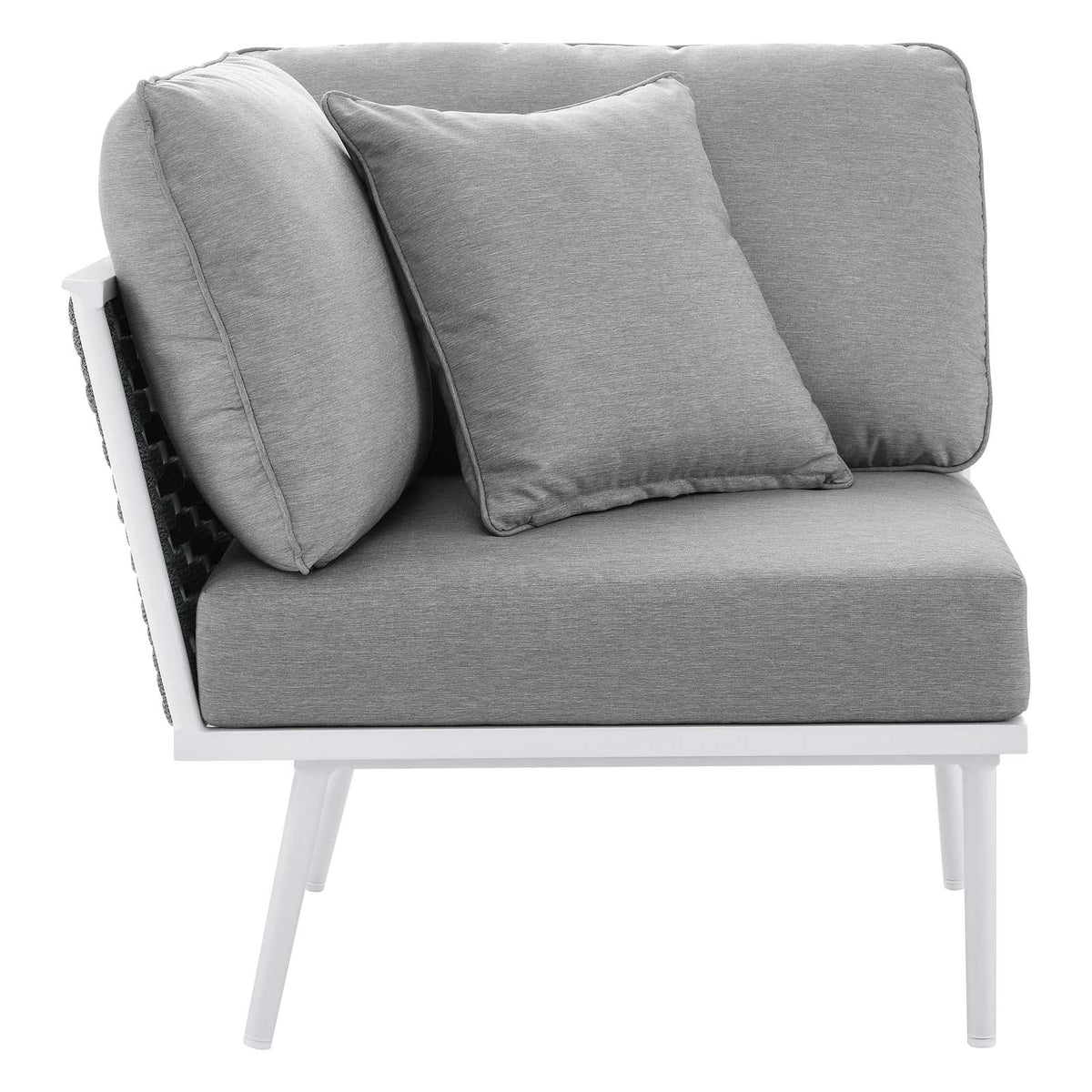 4 Piece White Gray Aluminum Patio Sectional Sofa Set K942726