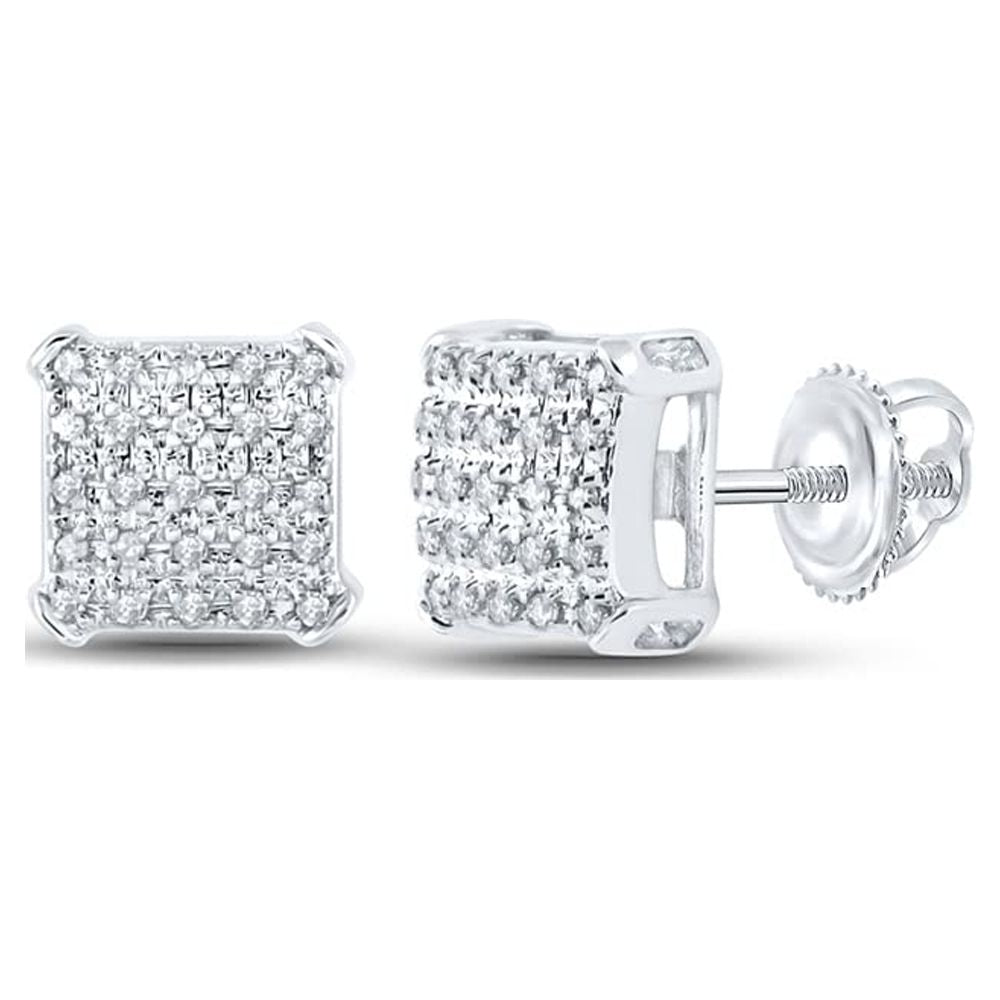10kt White Gold Diamond Square Earrings M424