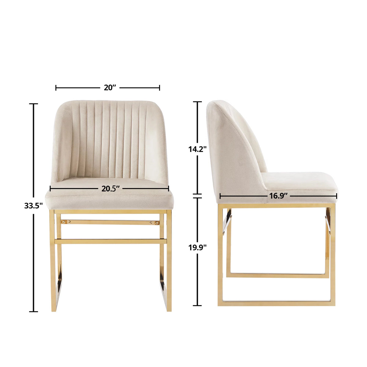 Set of 2 Upholstered Velvet Dining Chairs with Gold Metal Base J844732
