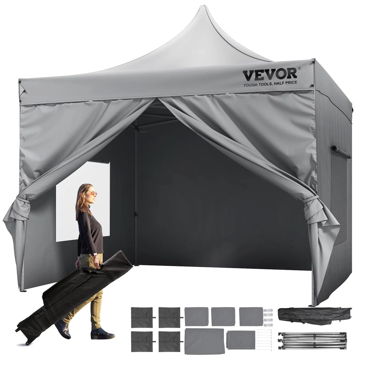 10x10 FT Pop up Canopy Tent with Removable Sidewalls H200842