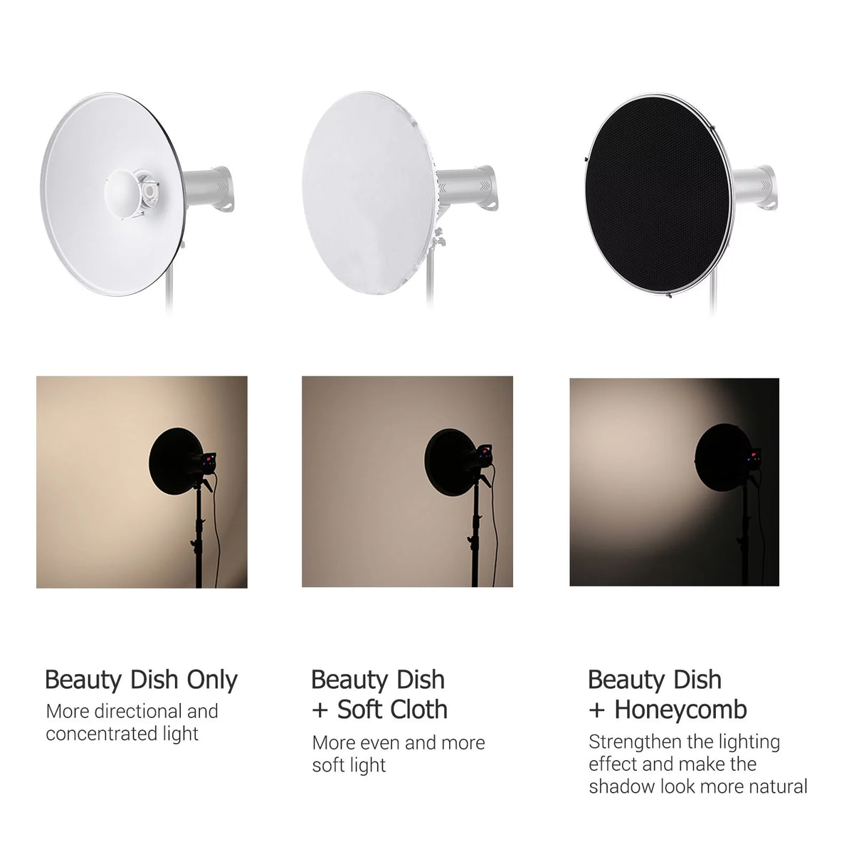 22 Inch Beauty Dish Reflector Diffuser with Honeycomb for Bowens Mount M350051