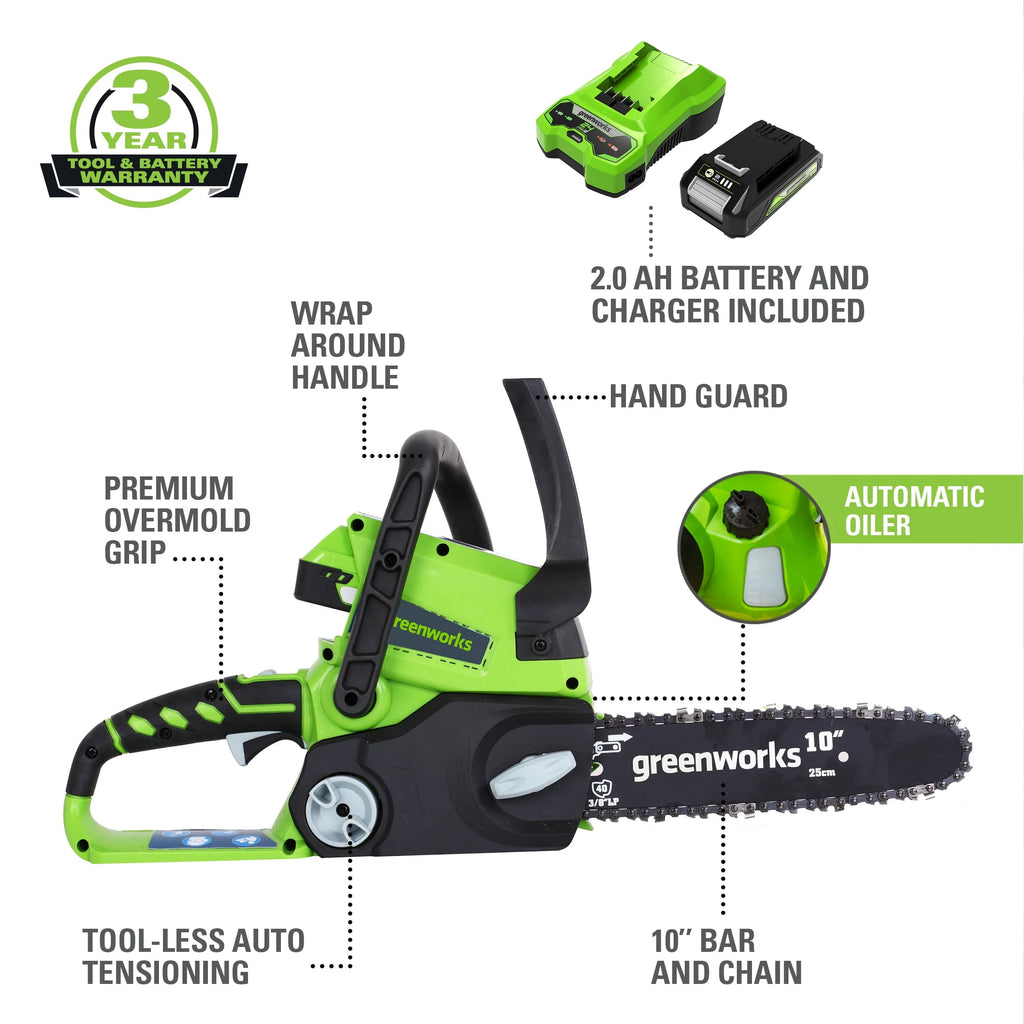 24V Cordless Chainsaw with 2.0 Ah Battery & Charger A960