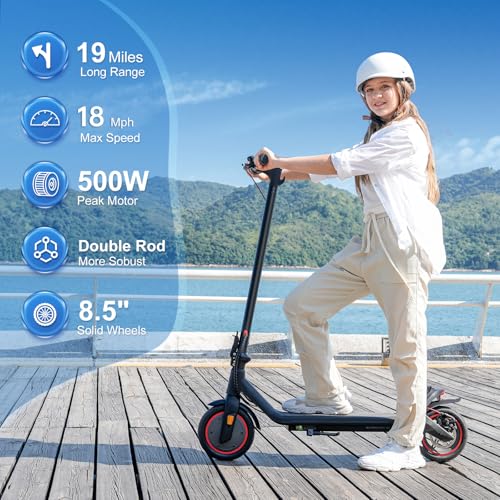 500W Peak Motor Electric Scooter, 19 Miles Range, 18.6 MPH, 8.5" Tires, Dual Brakes, Foldable A4038