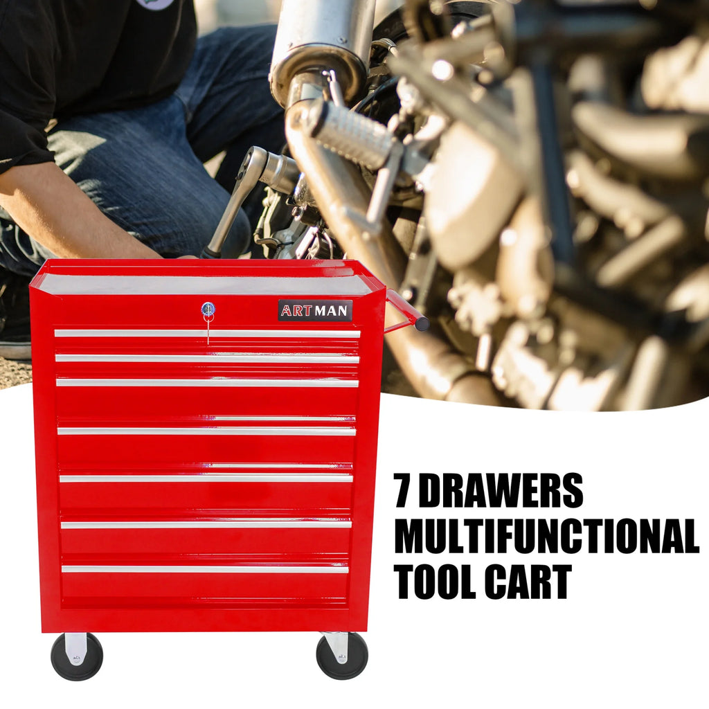 Blue 7 Drawer Rolling Tool Chest with Lock R65906