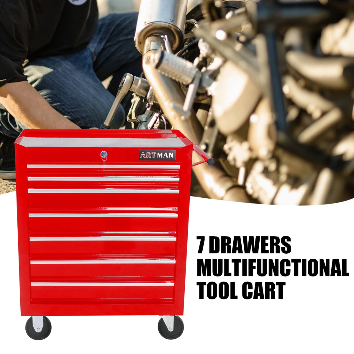 Blue 7 Drawer Rolling Tool Chest with Lock R65906