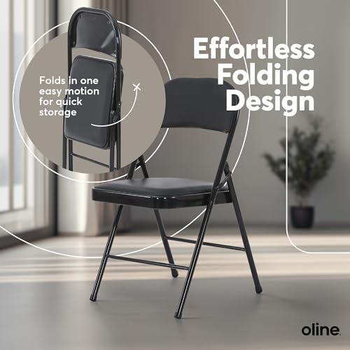 Black Vinyl Folding Chair with Metal Frame T25792