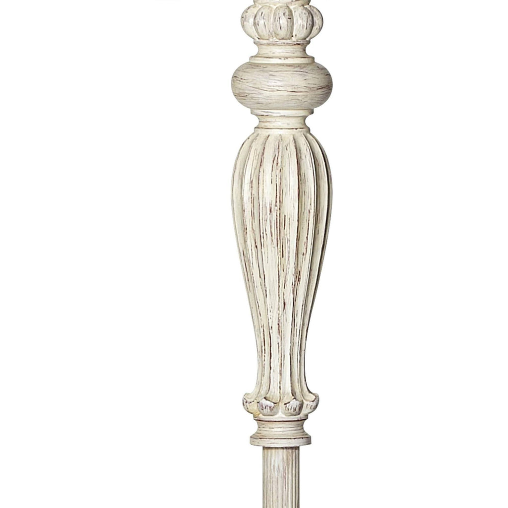Antique White Cream Scallop Fabric Dome Shade Floor Lamp V8722