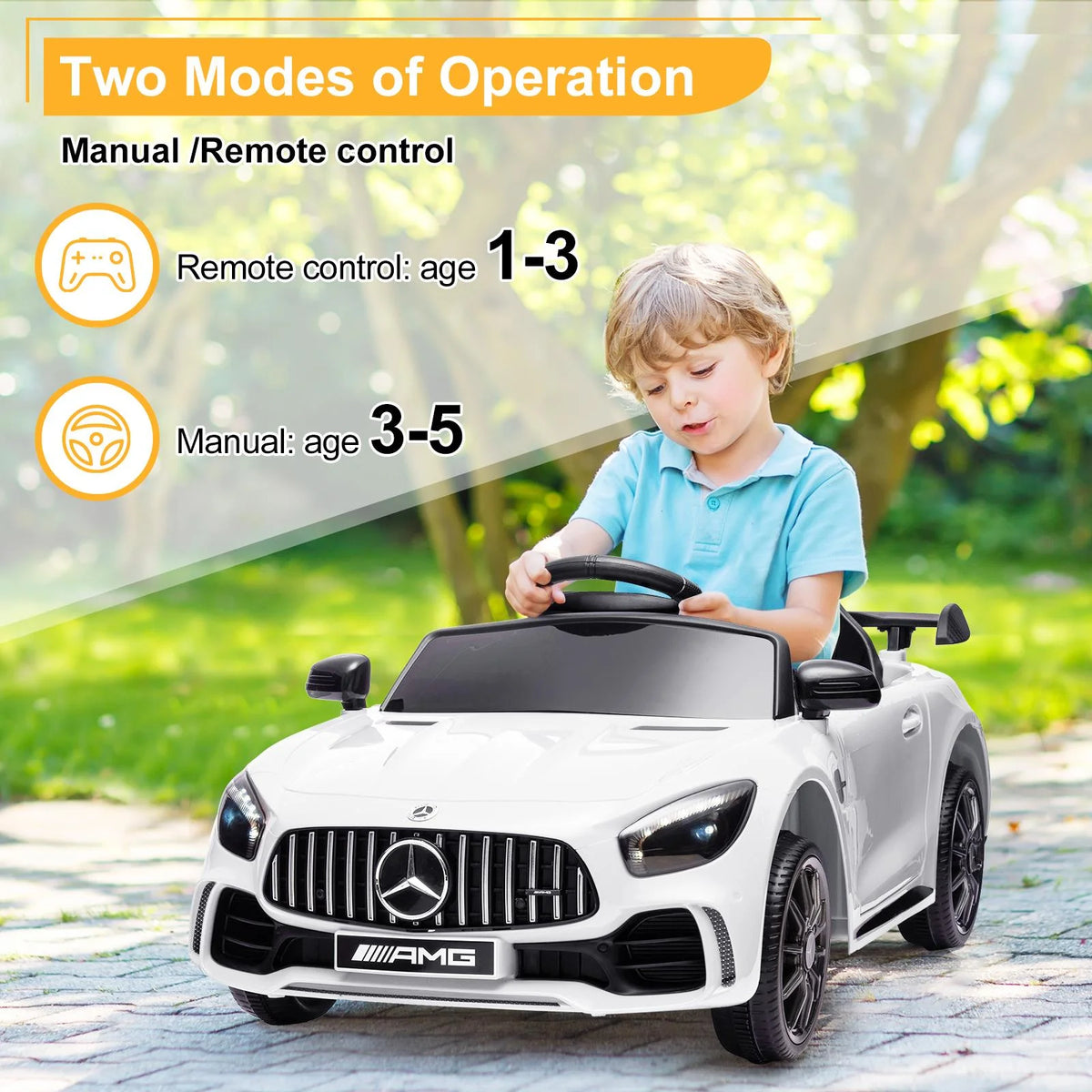 12V Electric Ride on Car Toy with Remote Control, LED Lights, Black W235426