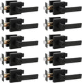 Matte Black Privacy Door Levers with Square Rosette Q77025