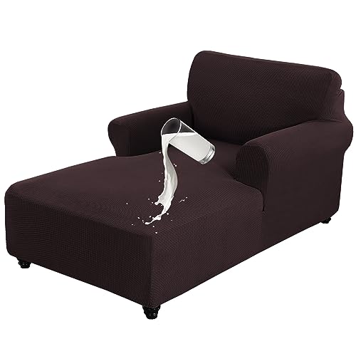 D-Copper Green Stretch Jacquard Chaise Lounge Slipcover X329761