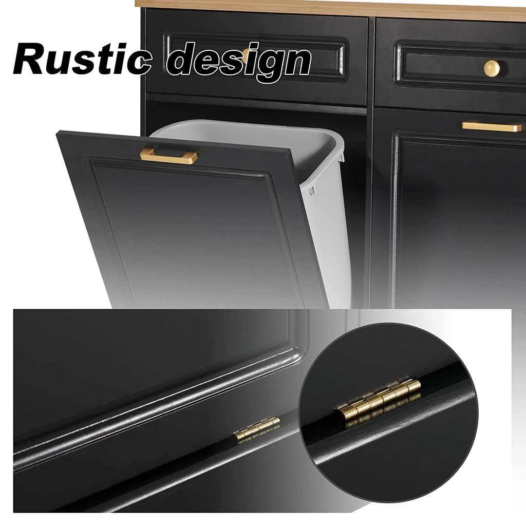 Black Double Tilt Out Trash Cabinets with Drawers Wooden Recycling Cabinet P53541