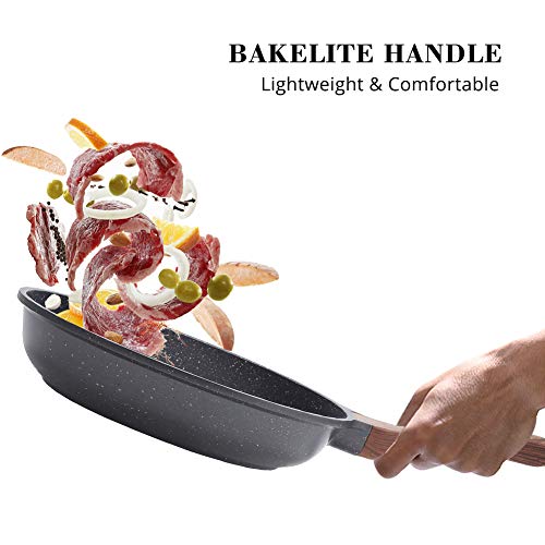 Nonstick Frying Pan Skillets, Swiss Granite Coating, PFOA Free (9.5+11+12.5 Inch) B182822