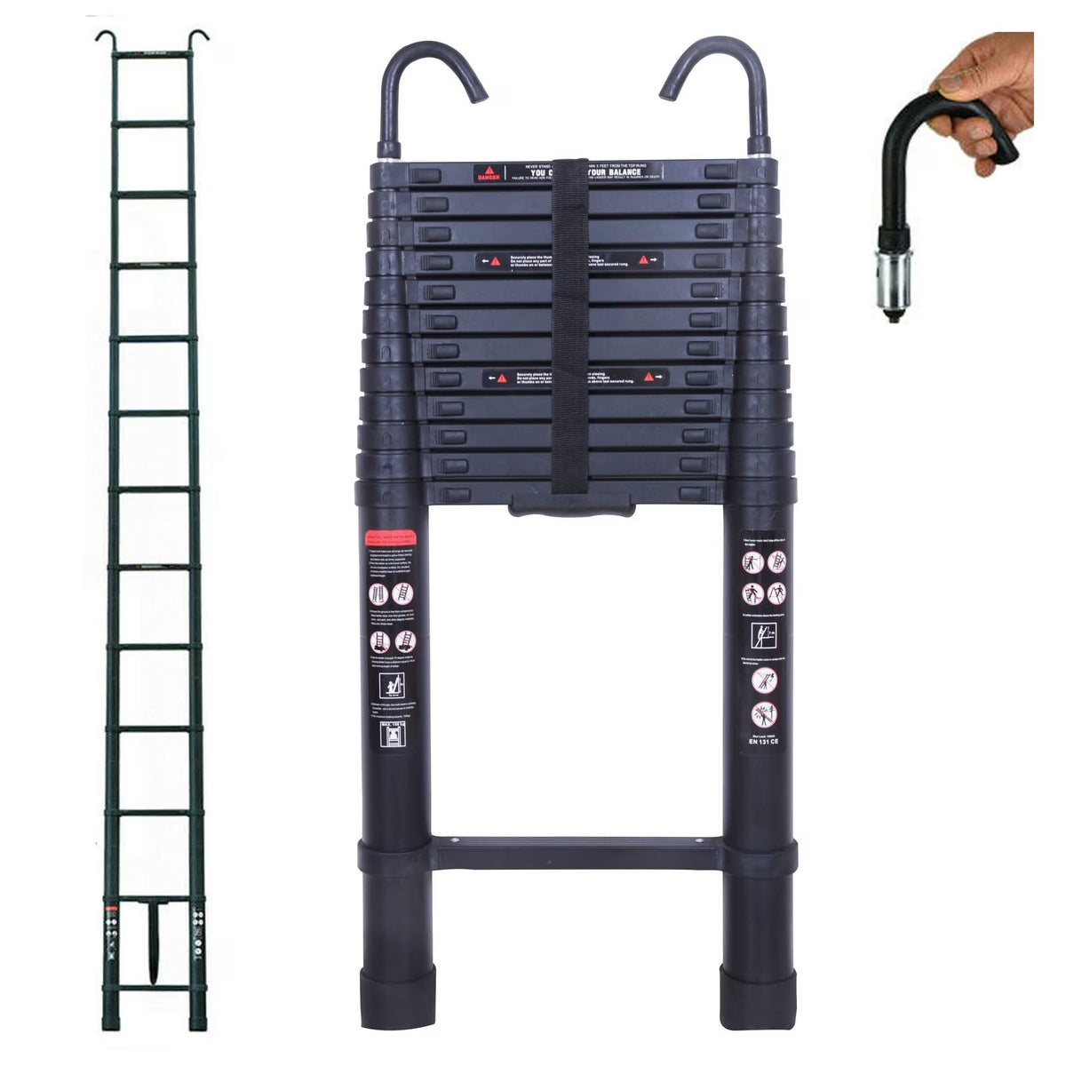 Telescoping Ladder 16.4ft Aluminum 13 Steps 330lbs Max Capacity U703164