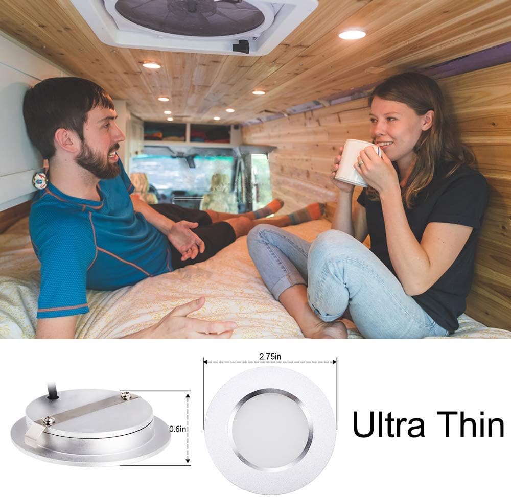 12V LED Puck Light Dimmable Recessed Mount Ceiling Light 4000K Neutral White 8 Pack F496388